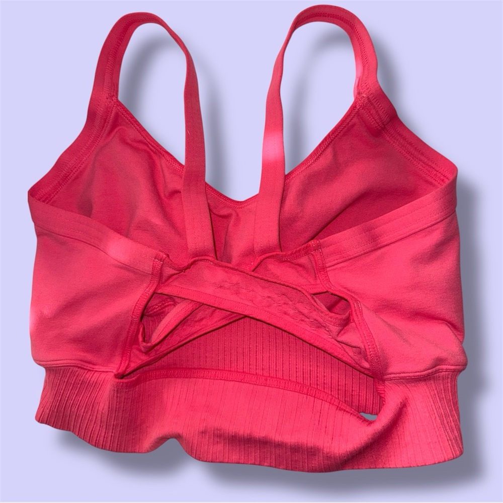 NWOT LuluLemon Long Line Energy Sports Bra Strappy Back — Size Large — Red/Pink - Picture 1 of 5